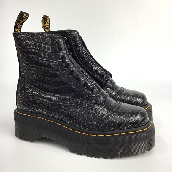 Dr. Martens Sinclair Croc Embossed Platform Boots - Picture 2 of 10
